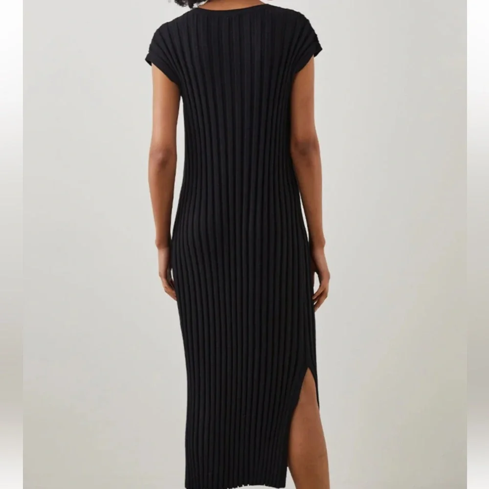 Rails NWT Ashley Vneck Black Cotton Blend Wide Ribbed Knit Dress size medium - Picture 4 of 14